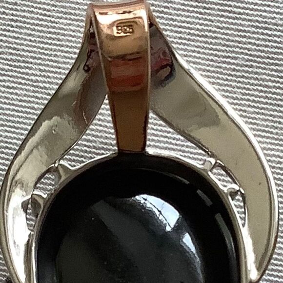 NWOT STERLING Silver 925 Gold Plated Black Onyx Rare Handmade Lrg Pendant​​ - Picture 9 of 9